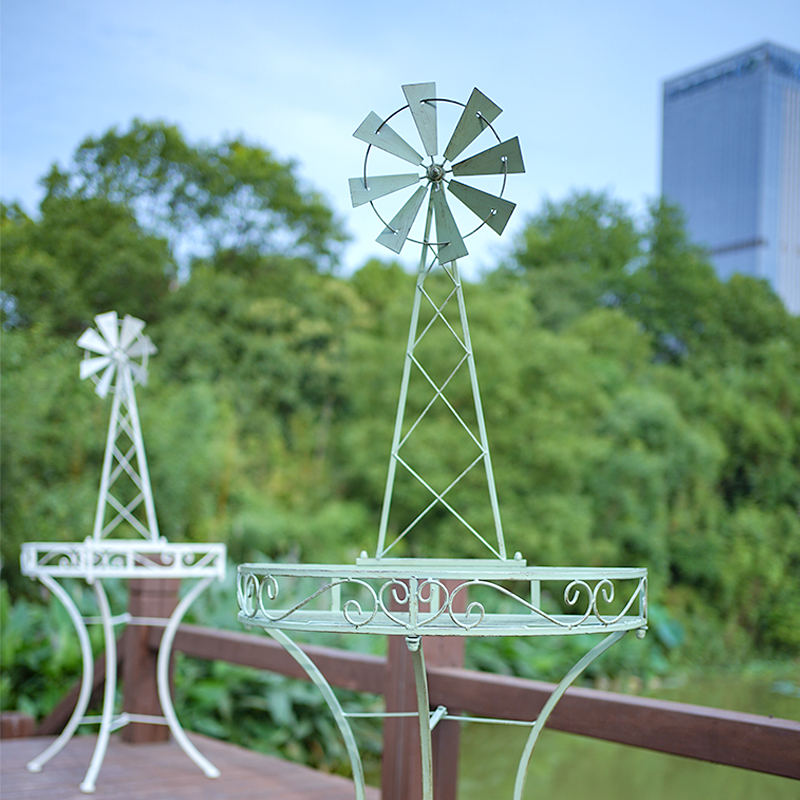 风车花架复古做旧半圆爬藤架美式乡村花园庭院阳台花盆置物架