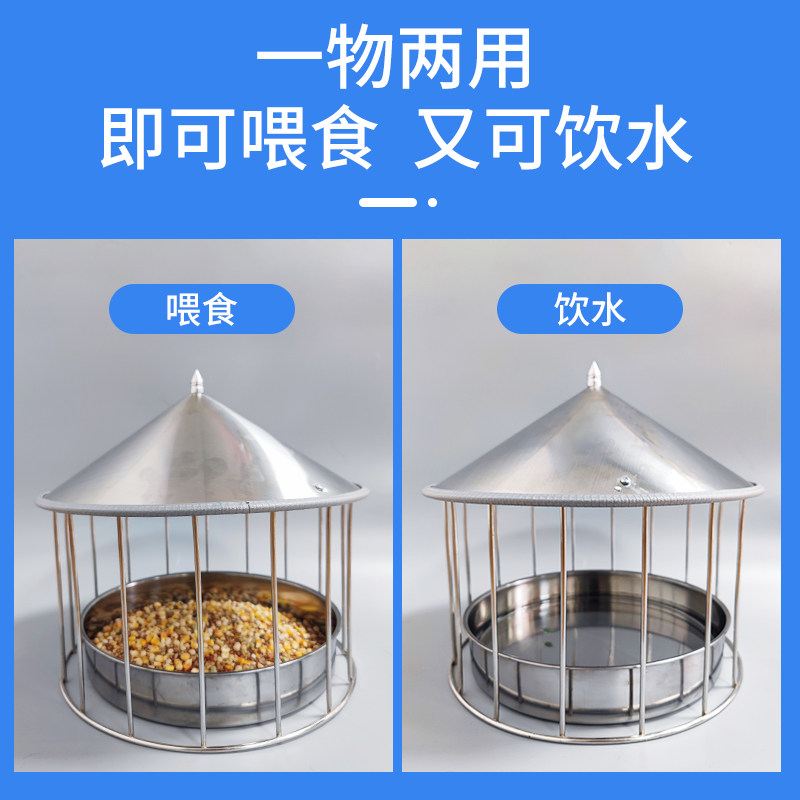 津羽王不锈钢圆形信鸽喂食器赛鸽饮水器鸽子防撒食槽用品用具大全