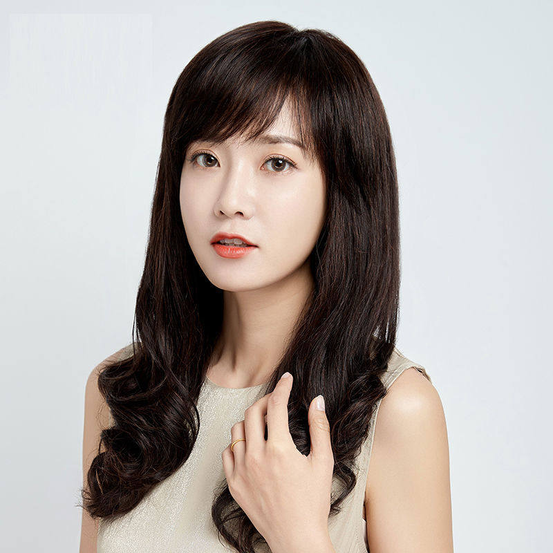 中老年女士烫发长发假发真发全真人发大波浪透气蓬松全头套女卷发