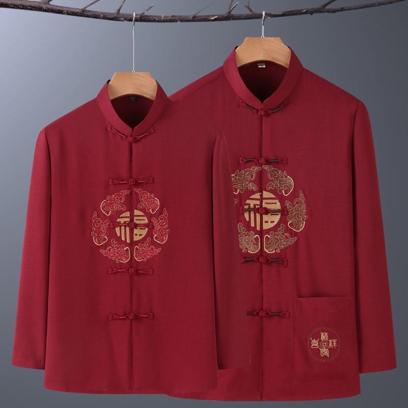 中老年唐装男夏爷爷奶奶情侣过寿生日套装寿星老人80大寿夏季衣服