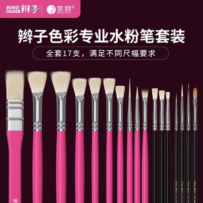 辫子x奈特2024水粉笔套装画笔美术生专用塑造小笔型色彩扇形猪鬃