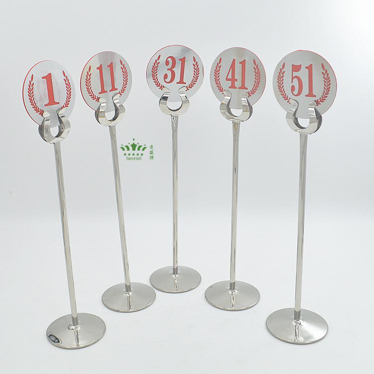 圆形数字牌雕刻婚庆桌卡婚礼台牌仿不锈钢号码牌餐厅桌双面号牌