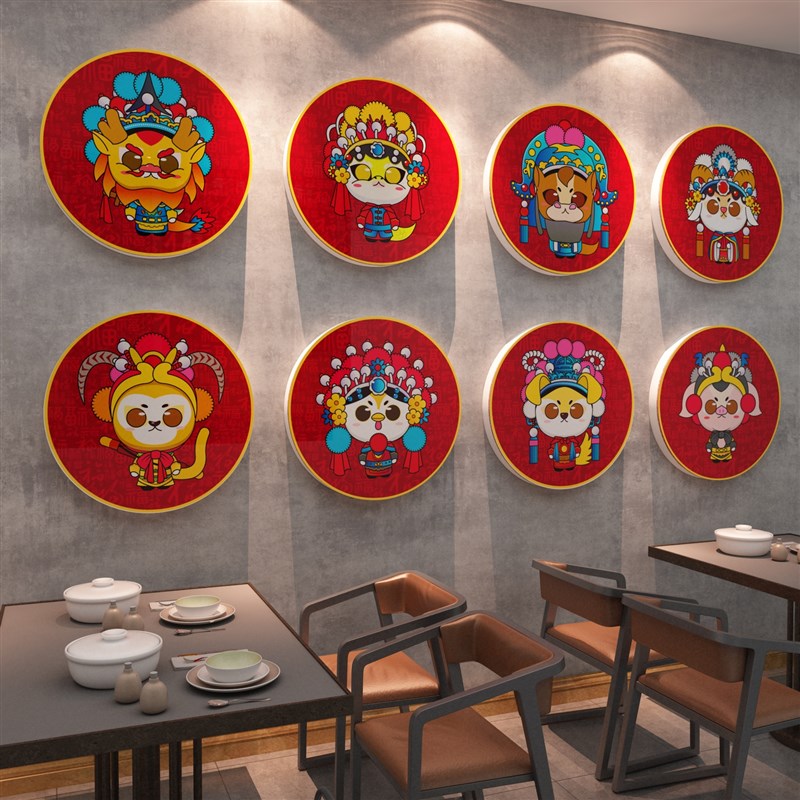 十二生肖图片画饭店墙面装饰餐饮火锅串串烧烤肉创意网红国潮贴纸