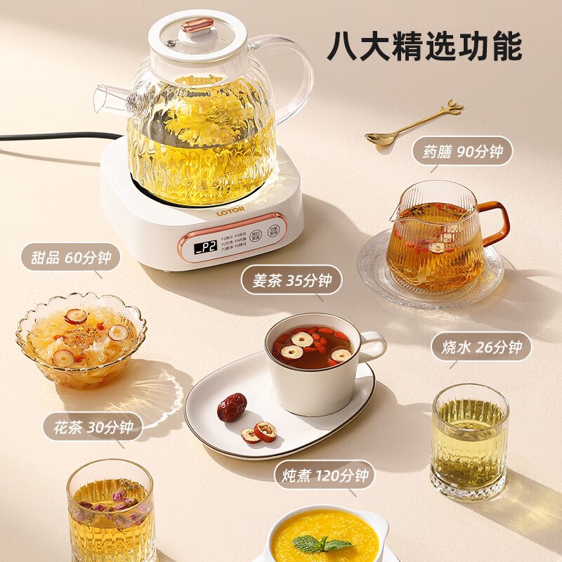 LOTOR 养生壶办公室煮茶壶家用迷你煮茶器多功能玻璃烧水壶小型壶