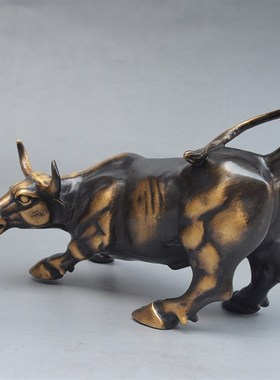 仿古纯铜牛摆件旺市铜牛华尔街牛办公室客厅书房桌面装饰品工艺品