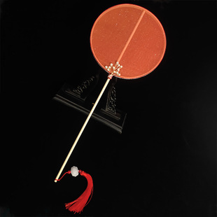 超长柄探清水河团扇双面古风扇子红色汉服旗袍舞蹈走秀表演中国风