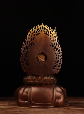 彩绘纯铜地藏王菩佛像九华山地藏菩萨像供奉家用娑婆三圣铜像摆件