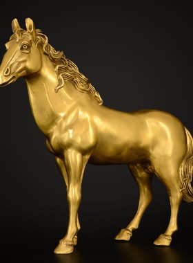 望美铜马摆件纯铜站马摆设马到功成工艺品家居开业礼品装饰品