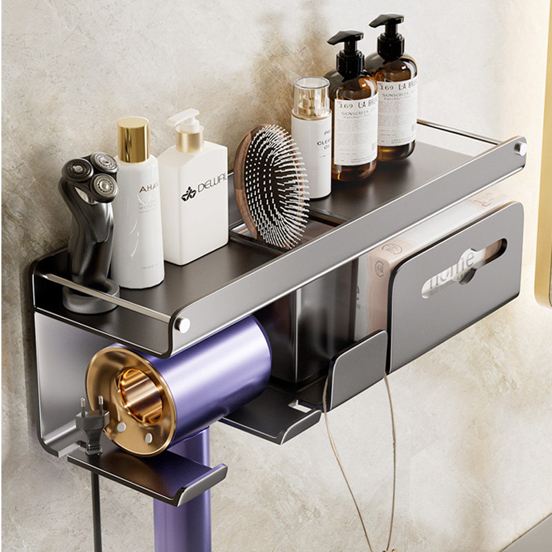 卫生间吹风机置物架浴室风筒支架子壁挂电吹风挂架化妆品收纳挂钩