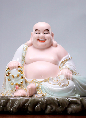 秦歌汉白玉石雕弥勒佛佛像大肚笑佛弥勒菩萨神像供奉客厅店铺摆件