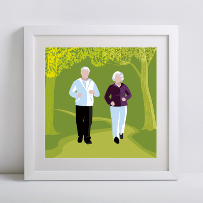 【老年生活】老人日常晨练花园种花餐厅用餐医院体检挂画装饰画