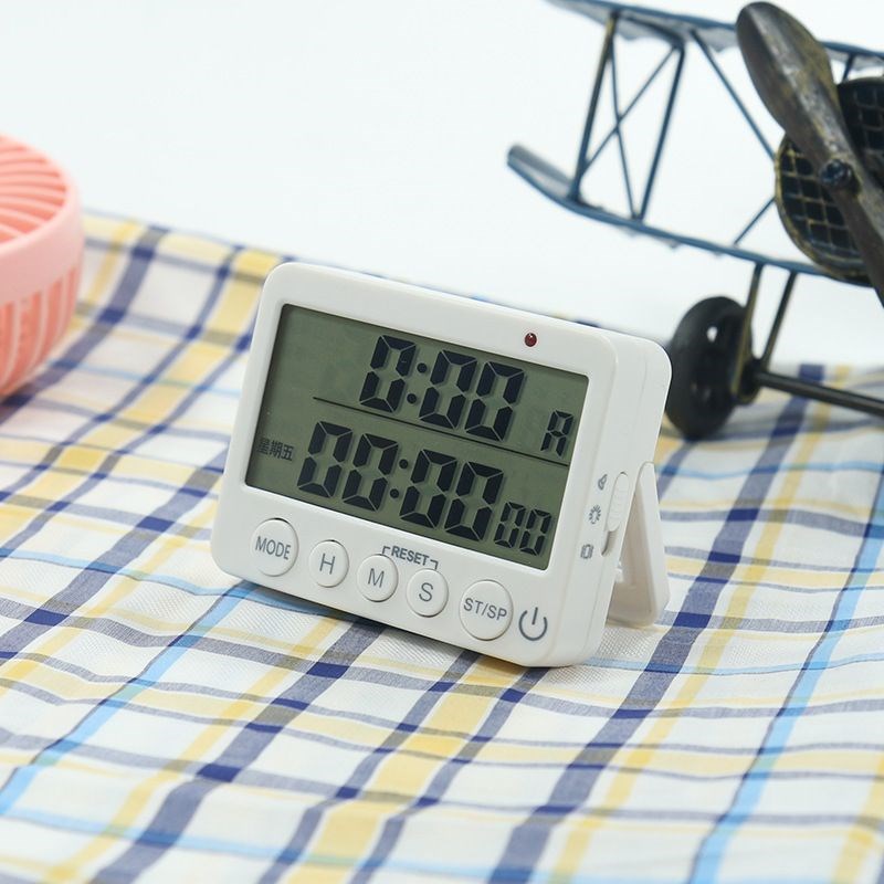厨房多功能计时器学生专用时钟闹钟三合一提醒声音灯光振动烘焙