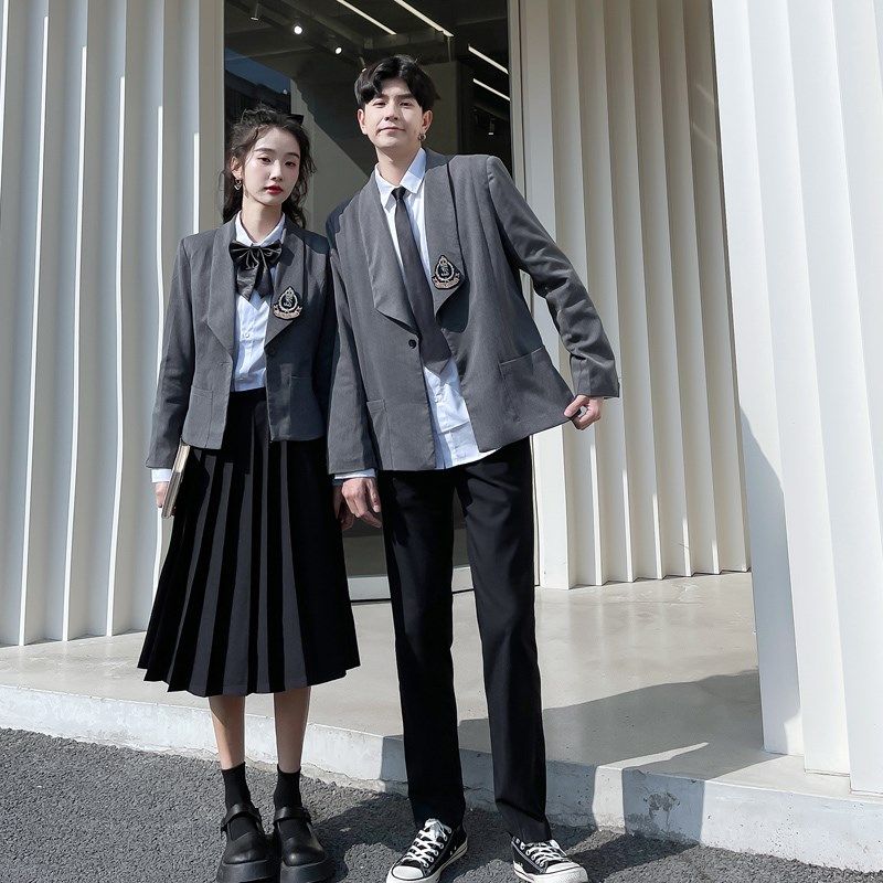 春秋季DK制服套装男外套学院风宽松休闲JK西服情侣装西裤裙子班服