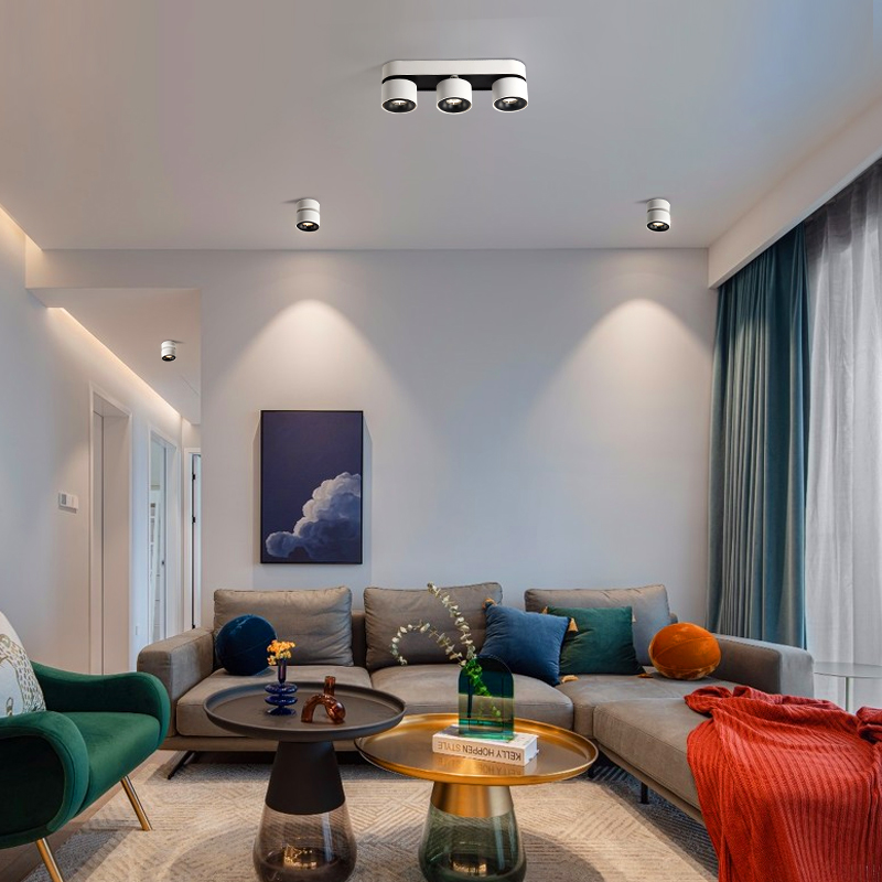 明装cob深防眩射灯餐厅客厅背景墙聚光灯多头双头三头吸顶式筒灯
