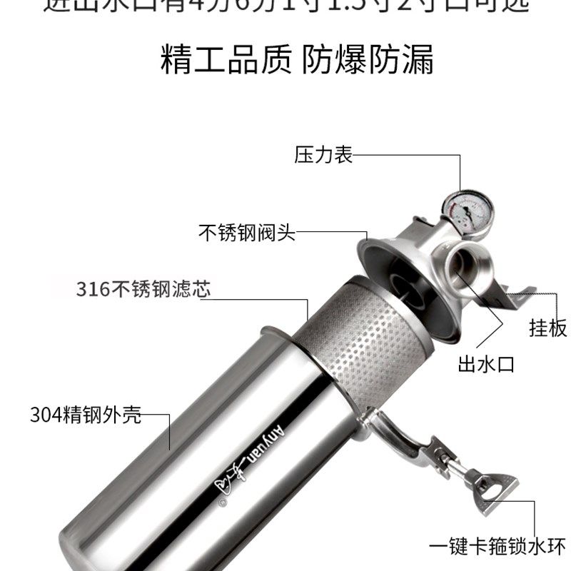 dn40 50不锈钢前置过滤器反冲洗工业 商用自来水热水总管道净水器