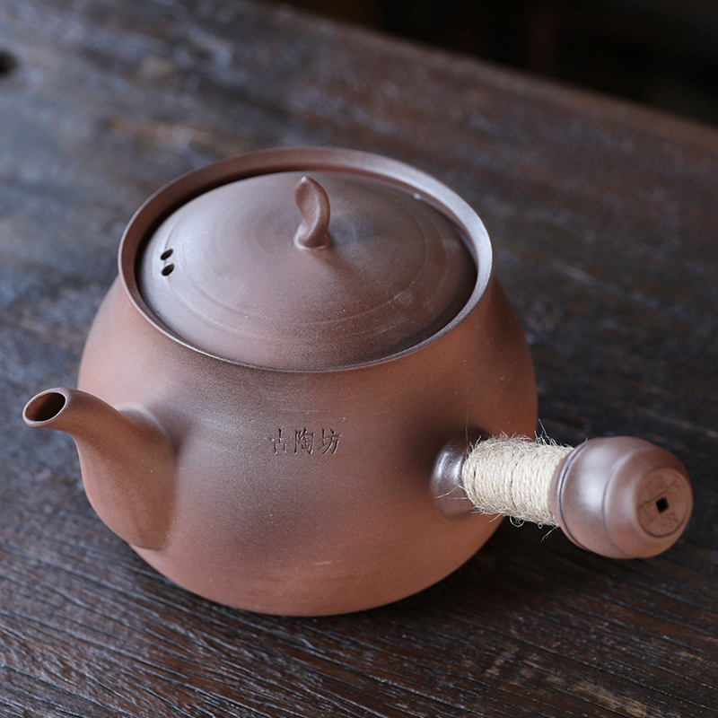 古陶坊大号煮茶壶粗陶木碳烤炉陶瓷烧水壶窑变柴烧家用阳台户外