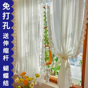 免打孔蕾丝门帘法式 永恒家 纱帘小窗户梦幻帘短窗帘纯爱玄关隔断