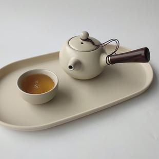 旅行茶具1壶1杯汝窑黄汝侧把茶壶主人杯开片可养家用户外功夫茶具