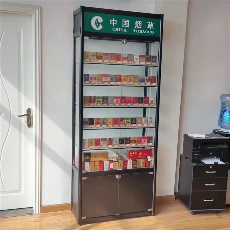 便利店超市多层货架钢化玻璃展示柜烟酒展示柜货架移动组合背柜