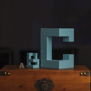3D立体字母荧光英文仿水泥10cm高度艺术雕塑极简创意桌面摆件