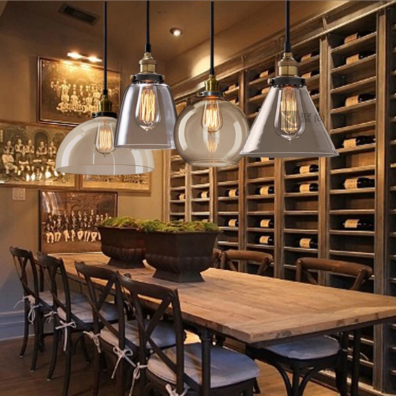 美式复古玻璃吊灯单头北欧工业风吧台餐厅酒吧服装店书房灯