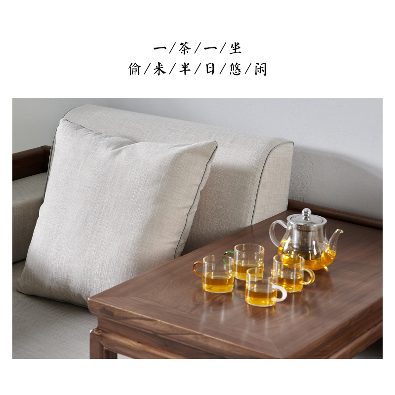 新中式胡桃实木罗汉床客厅塌米沙发禅意箱体式卯榫沙发床组合家具