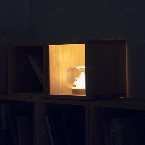 甄选暖山桌面夜灯小暖灯创意玻璃暖山灯文艺鱼缸设计灯