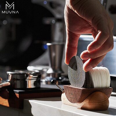甄选MUVNA幕威纳 咖啡手柄滤纸实木收纳架51/53/58mm通用烧结片支