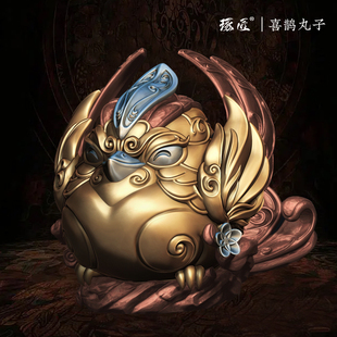 琢匠喜鹊摆件办公室桌面手把件国风家居装饰品高级铜工艺品礼物