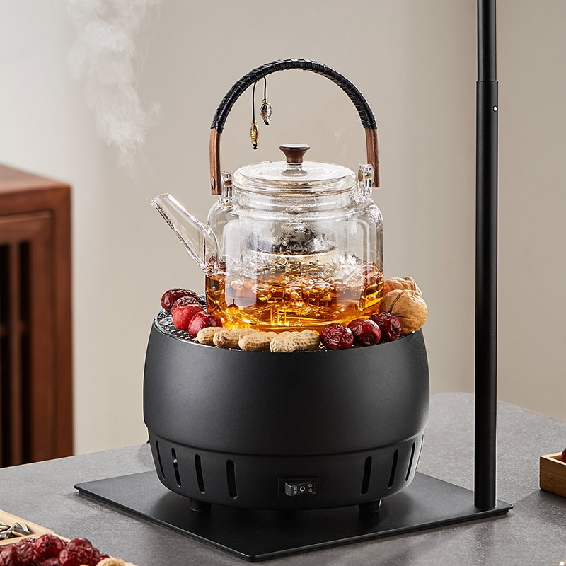 围炉煮茶炉电炉家用冬季室内全套玻璃茶壶煮茶器烤炉烧水茶具套组