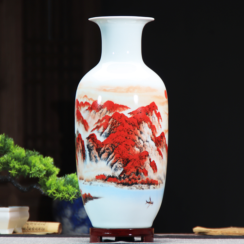 景德镇陶瓷器小花瓶家居装饰品摆件插花干花中式客厅电视柜工艺品