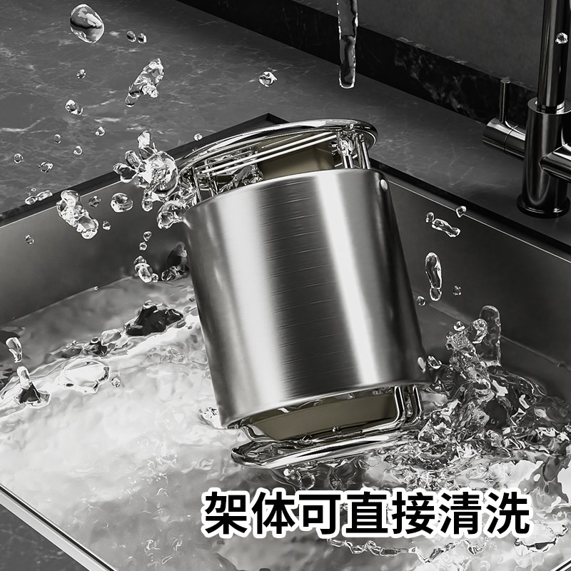 厨房2025新款刀架置物不锈钢旋转架台面款筷筒一体筷子笼多功能