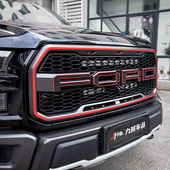 车身机盖个性 九候适用于17 F150改装 猛禽 贴纸中网圈红色贴纸 19款