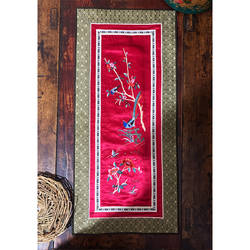 手绣京绣70年代老绣片家居饰品垫子真丝宋锦出口礼品中国风式装饰