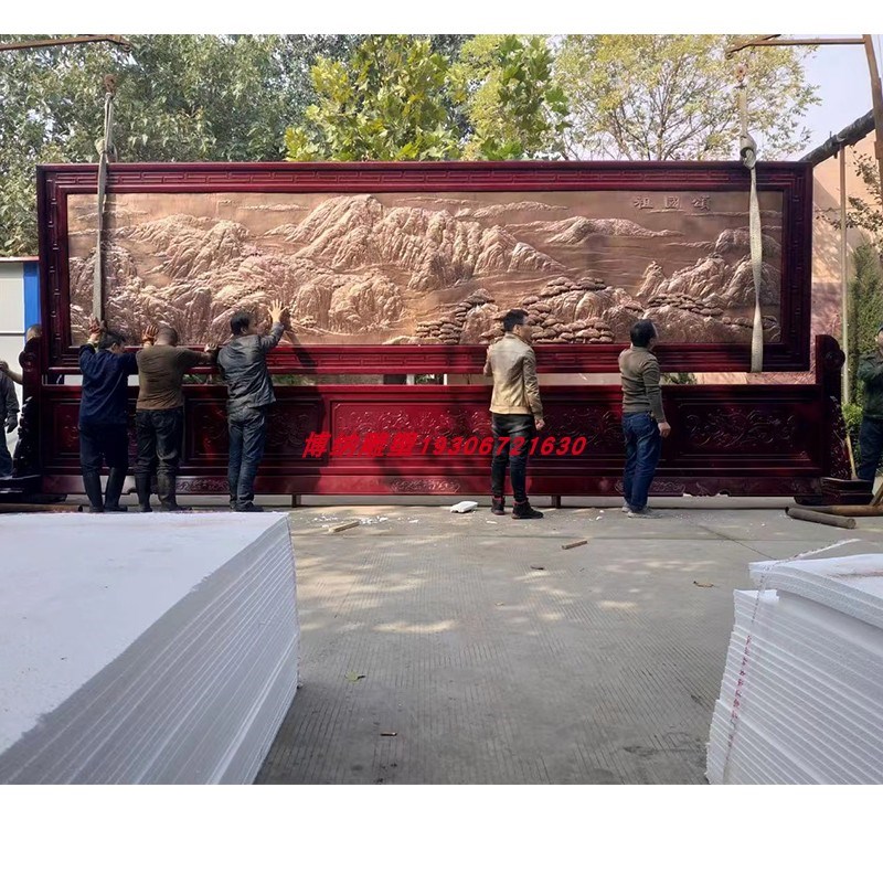 大型铸铜浮雕定制玻璃钢仿铜壁画装饰户外学校政府山水景观雕塑