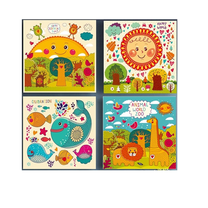 客厅装饰画无框画 动物卡通儿童房卧室挂画墙画 幼儿园背景墙壁画图片