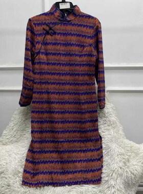 凡写春夏新款修身复古高贵旗袍改良版连衣裙09368