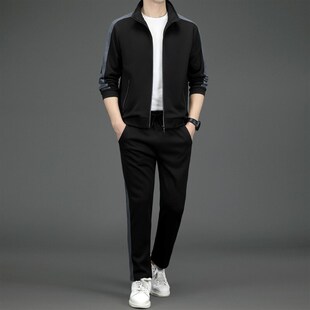 加绒加厚保暖休闲运动套装男士秋冬季摇粒绒夹克外套潮卫衣两件套