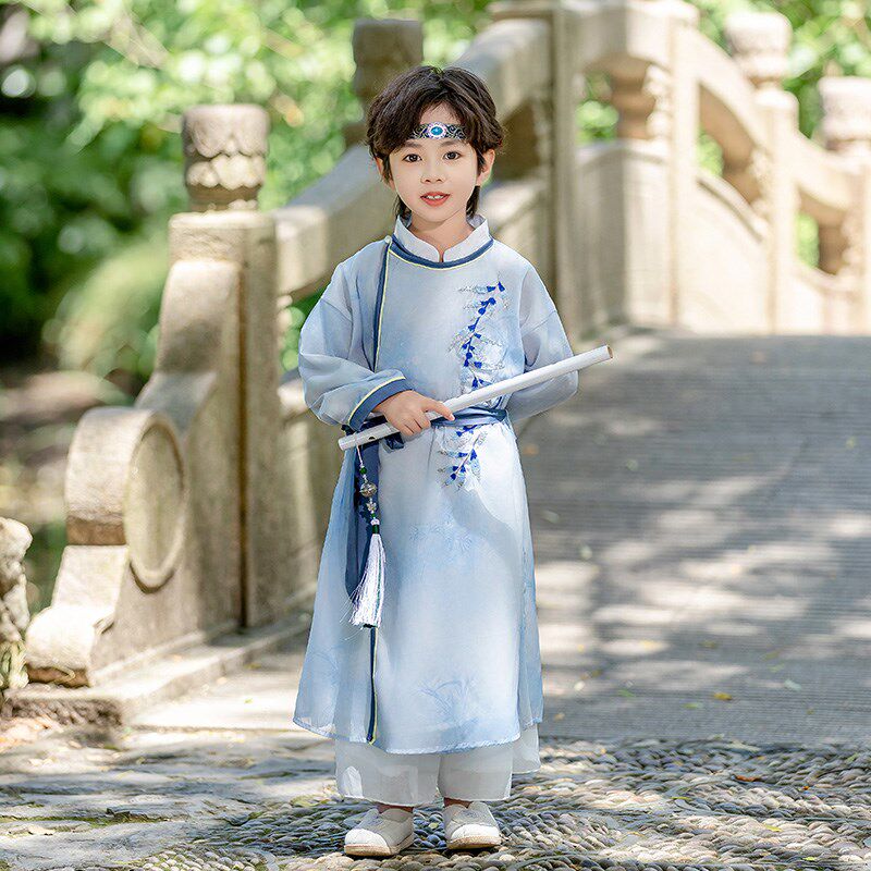 男童汉服古装秋季2024新款儿童国风唐装宋制长袍小女孩演出服套装