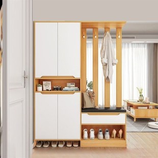 鞋凳带挂衣架玄关鞋柜转角换鞋凳创意个性玄幻柜鞋柜一体客厅隔断