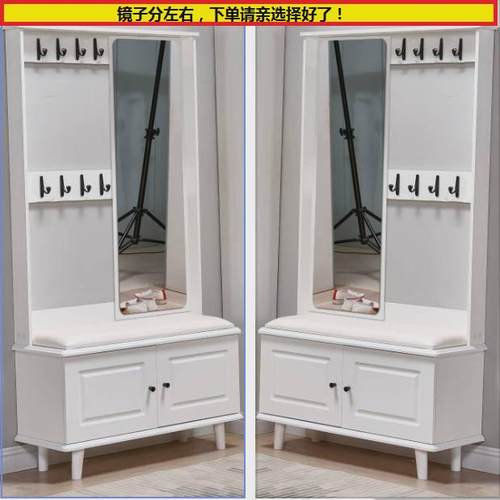 挂衣架试衣镜轻奢美式意式免漆板门厅柜玄关鞋柜衣帽柜换鞋凳