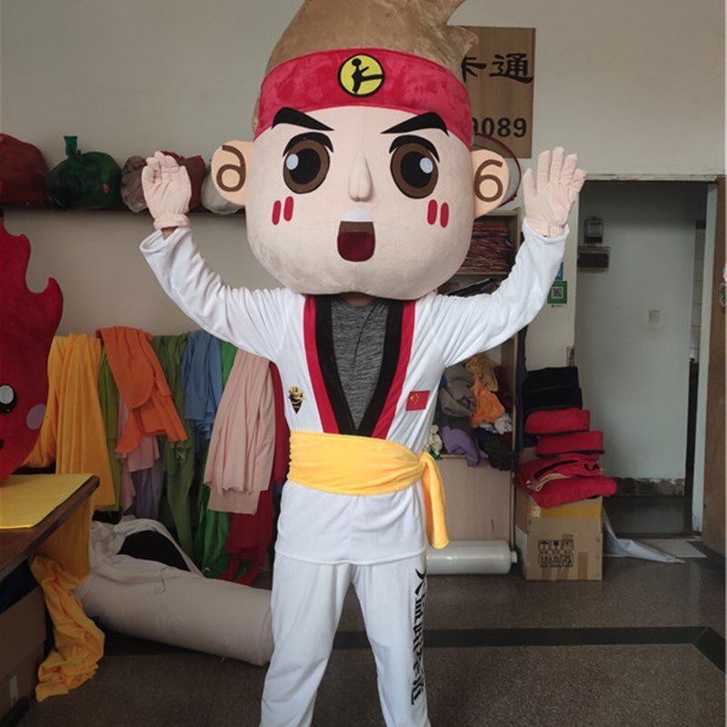 现货跆拳道人偶服来图定制卡通服头套道具表演装扮服装毛绒布偶