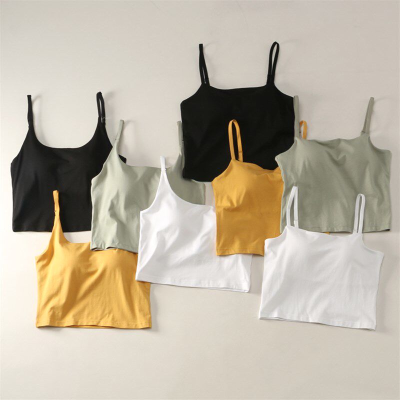 21169免穿文胸!防走光吊带短款美背一体式带胸垫抹胸背心女0.11