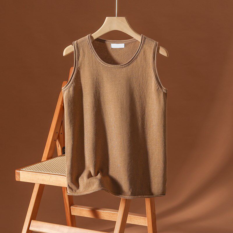 夏季新款圆领纯色针织吊带背心女士棉麻宽松大码显瘦外穿无袖上衣