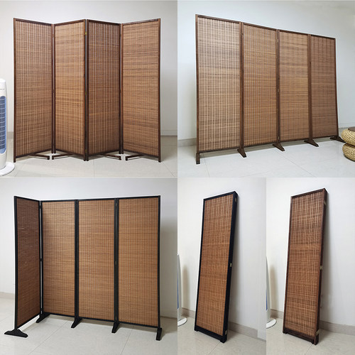 现代简约竹编实木屏风隔断移动折叠客厅卧室办公室简易遮挡玄关墙