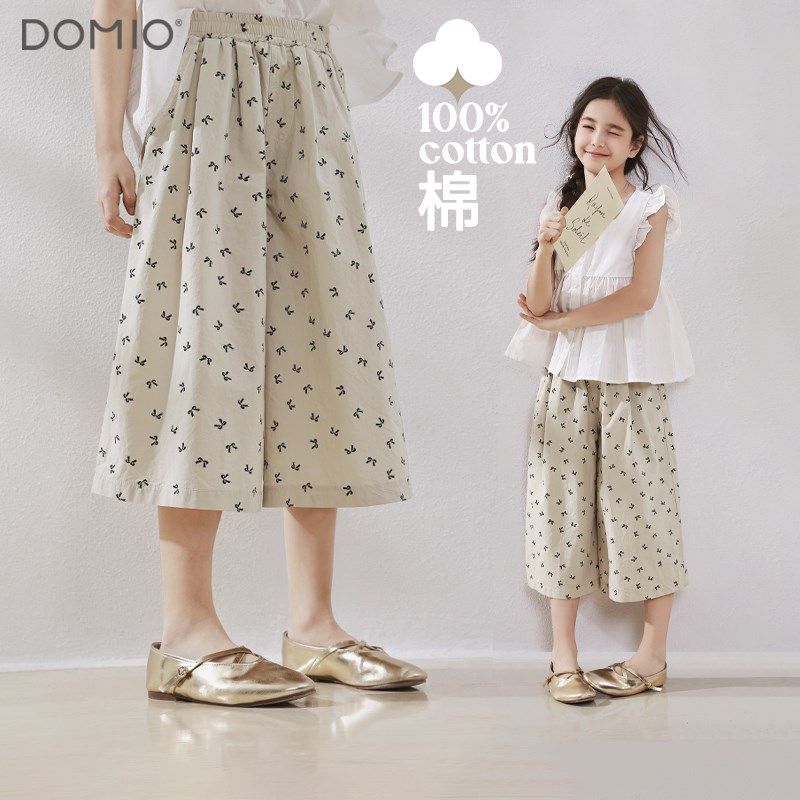 女童裤子春夏25新款儿童阔腿裤纯棉7分裤大童运动裤亲子休闲裤裙