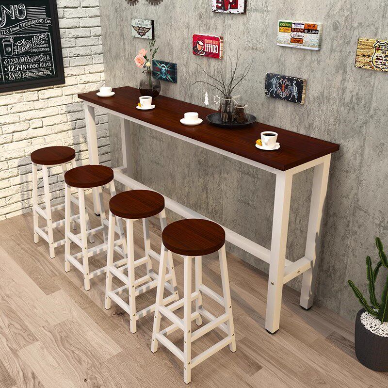 靠墙吧台桌商用奶茶店桌椅长条桌餐桌简约吧台阳台高脚桌家用窄桌