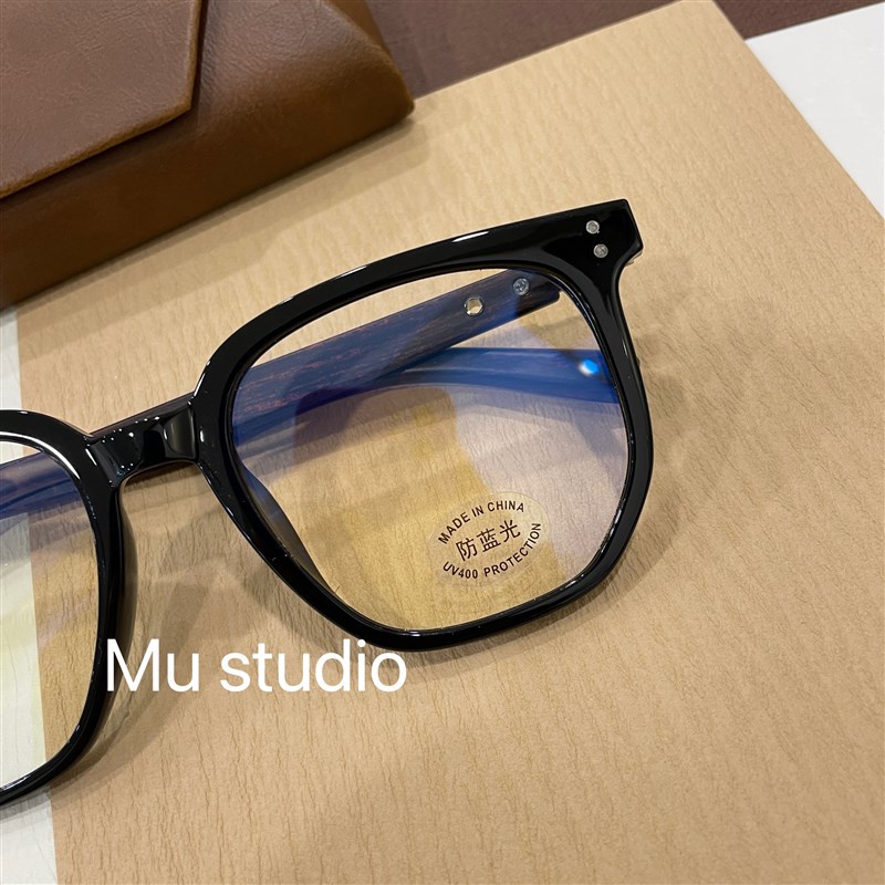 大框方形眼镜框女仿木纹腿复古文艺质感大脸显瘦修脸型可配近视