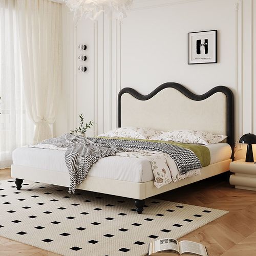 法式布艺床奶油风2023新款现代简约意式极简1米8床双人主卧婚床