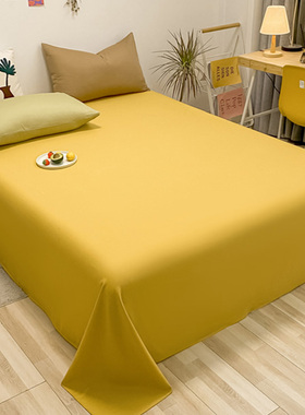 黄色床单单件纯棉全棉家用双人90上下铺床单单子夏季学生宿舍专用